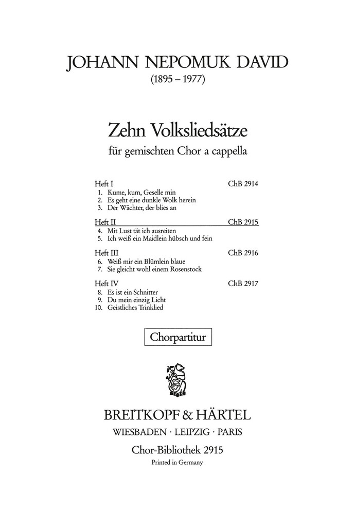 10 Volksliedsätze, Heft 2
